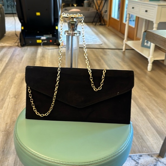 Missguided Handbags - Misguided suede clutch or Crossbody with removable gold straps